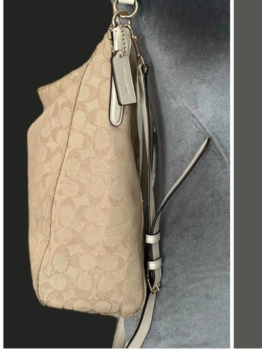 Coach Slouchy Hobo Signature Celeste Monogram Shoulder Convertible Crossbody Bag